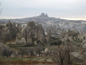 Uchisar castle in the distance.