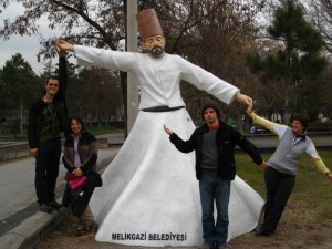 Metin, Gul, Mehmet, and Becky with the Whirling Dervish.