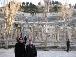 Ramez and Becky in front of the Roman Theatre in Amman