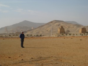 Scott in the middle of the camel race track (between our hotel and old Palmyra)