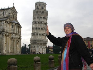 Becky doing her part to keep the tower upright