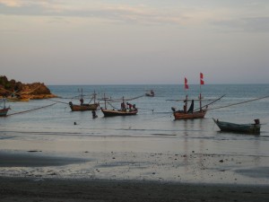 Fishing boats off the beach at Hat Bang Boet