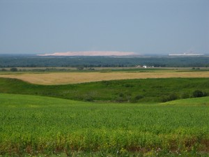 Potash mine tailings, still a huge mountain from 42 km away