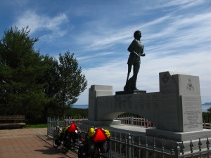 Our bikes, and the statue of Terry Fox